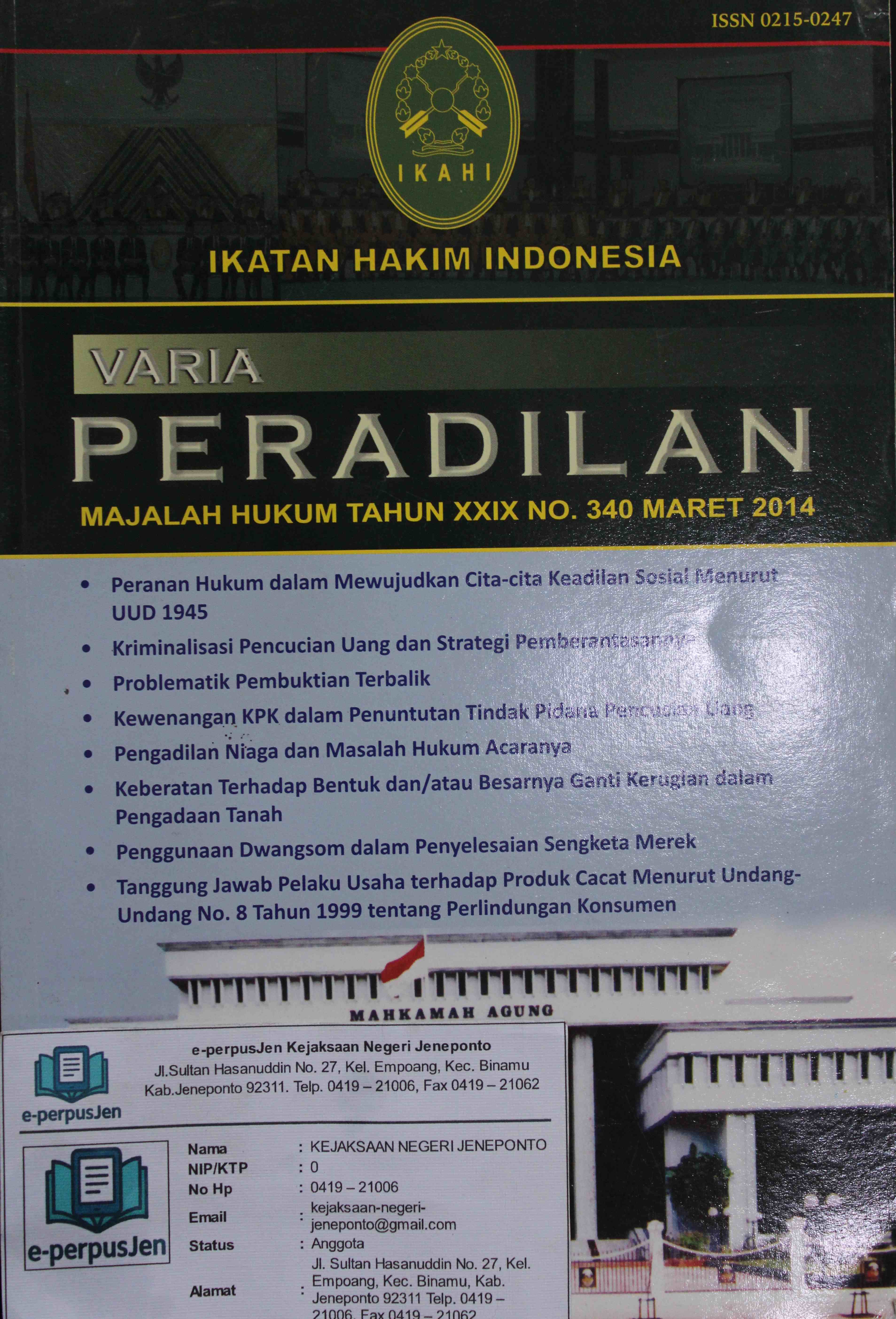 Varia Peradilan Majalah Hukum Tahun XXIX No 340 Maret 2014